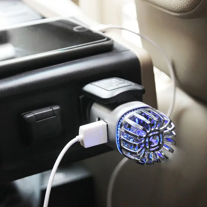 Автомобильный очиститель воздуха с двумя USB портами и отрицательными