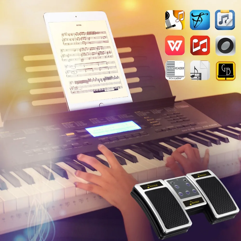 Donner Беспроводная Bluetooth Page Turner педаль Hands-free для чтения музыки планшетов Ipad MAC Truning
