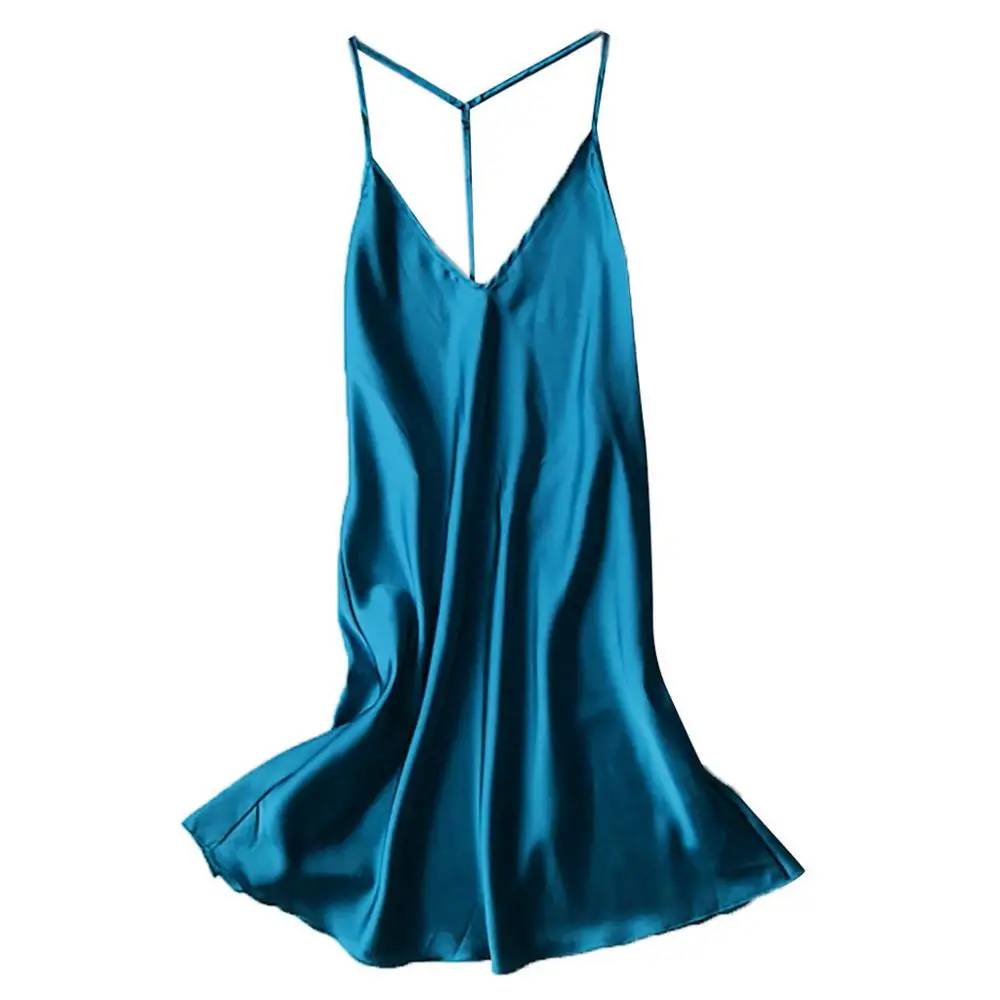 Dark Blue Одежда для сна, сексуальное женское белье, lenceria bielizna, nocna hilo, стоматологическая Женская одежда, без рукавов, v-образный вырез, летняя, на тонких бретелях, однотонная - Цвет: Dark Blue
