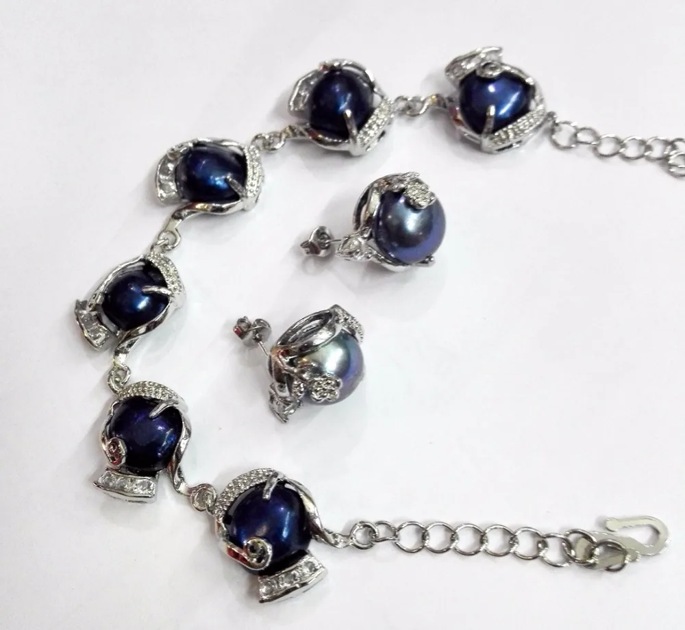 Набор женских украшений 12 мм ярко-голубой черный стиль барокко женские серьги из