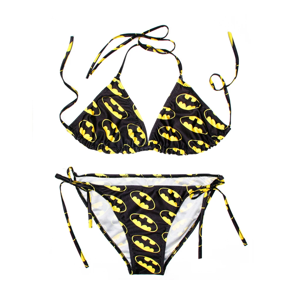 Пикантные Бэтмен комплект бикини на бретелях с принтом стильная одежда
