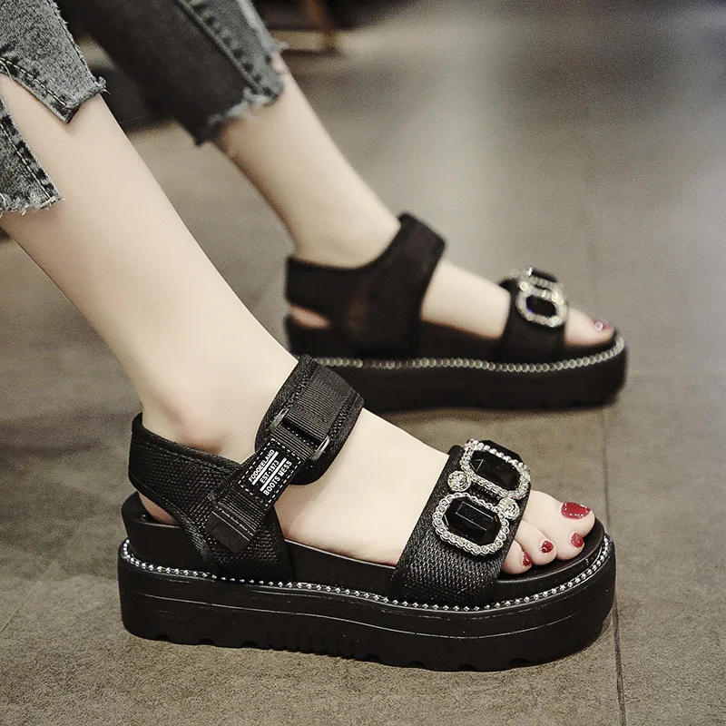 2019 г. летняя новая дикая модная обувь на платформе стразы римская женские