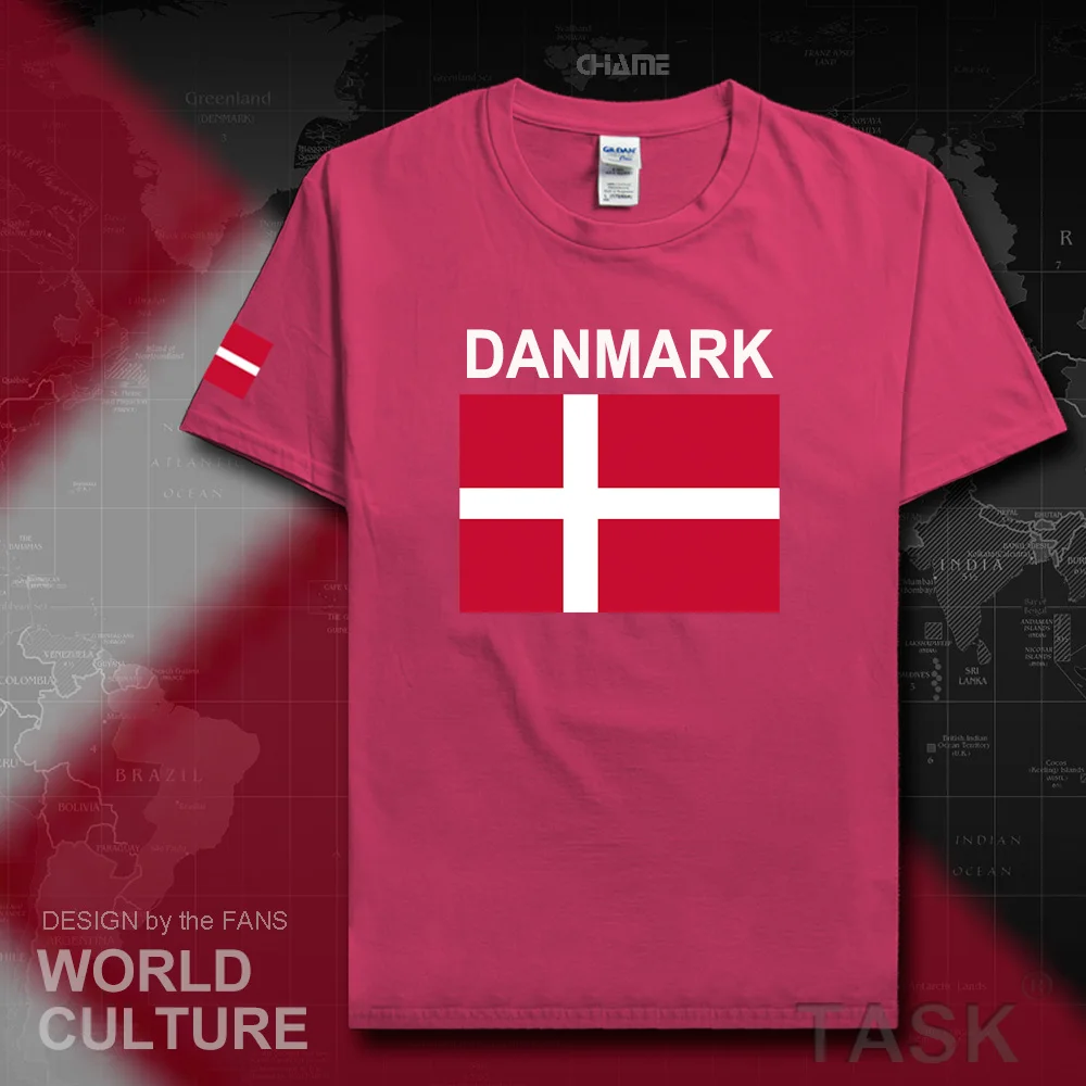 Датская Мужская футболка 2017 трикотажная с национальной символикой 100% хлопковая
