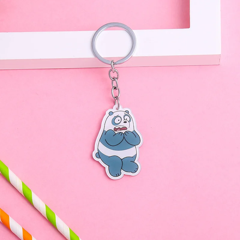 Panda Милые брелки для женщин с изображением медведей из мультфильма гризли, ледяной медведь, подвеска панды, акриловые брелки для ключей, Детские брелоки в виде животных, подарочные брелоки - Цвет: Panda