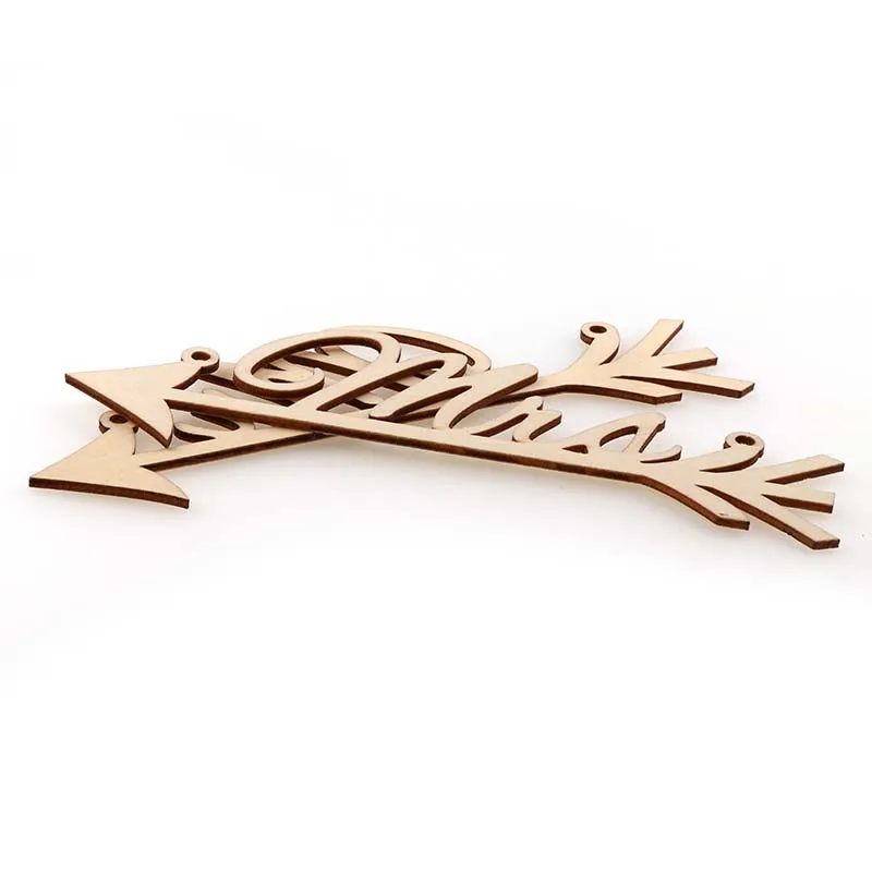 

"MR&MRS" Blank With Hole DIY Wooden Arrow Shape Wood letters Wedding Cake Decorations Favors Supplies Home Decoration