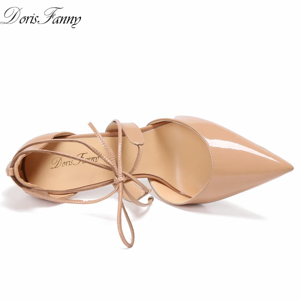 Туфли лодочки DorisFanny женские на шнуровке пикантные туфли высоком каблуке 12 см