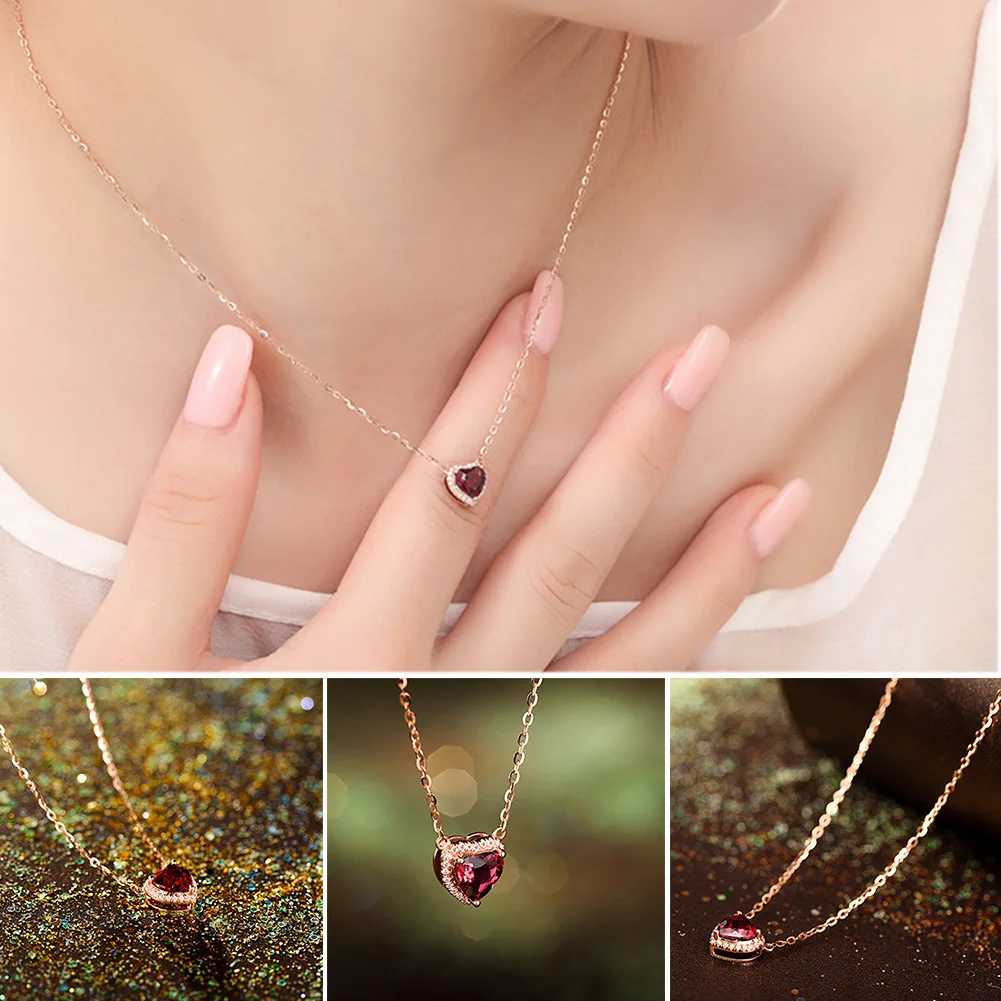 Heart Shape Red Stone Pendant Necklaces Women Valentine Pendants Necklace | Украшения и аксессуары