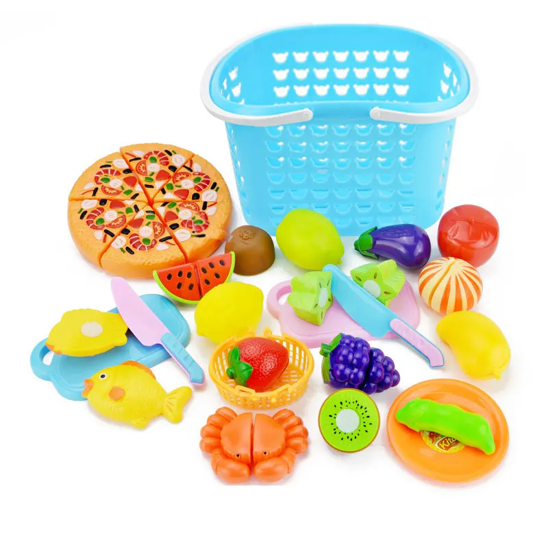 

27PCS Cutting Fruit Vegetable Food Kitchen Pretend Play Toys Miniature Play Classic Kids Toys Playset Educational Toys