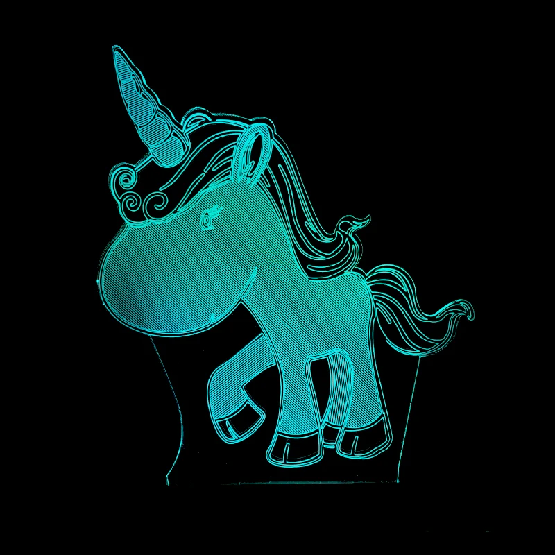 Лидер продаж Черная пятница животного прекрасный единорог светодиодный 3d-ночник многоцветный RGB лампы Рождественский декоративный подарок мультфильм бумажный фонарик
