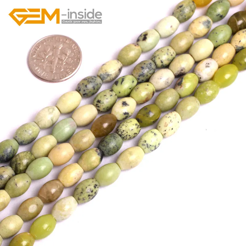 

Olivary Drop Green African Turquoises Gem stone Beads For Jewelry Making Strand 15 Inches DIY Gem-inside