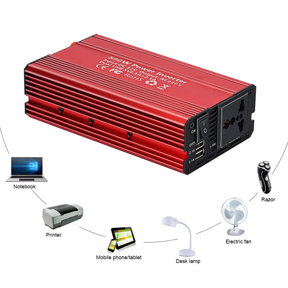 SUNYIMA 500 Вт Инвертор DC12V к AC110V/220 В двойной USB быстрая зарядка EU/US разъем для