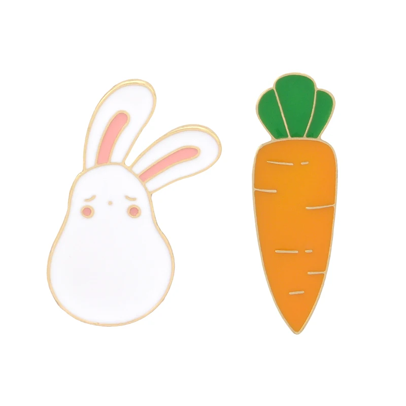 

Cute Cartoon pink Denim Lapel Enamel pins White Rabbit yellow Carrot Badges Brooch Fashion Gift Jewelry for Women Children