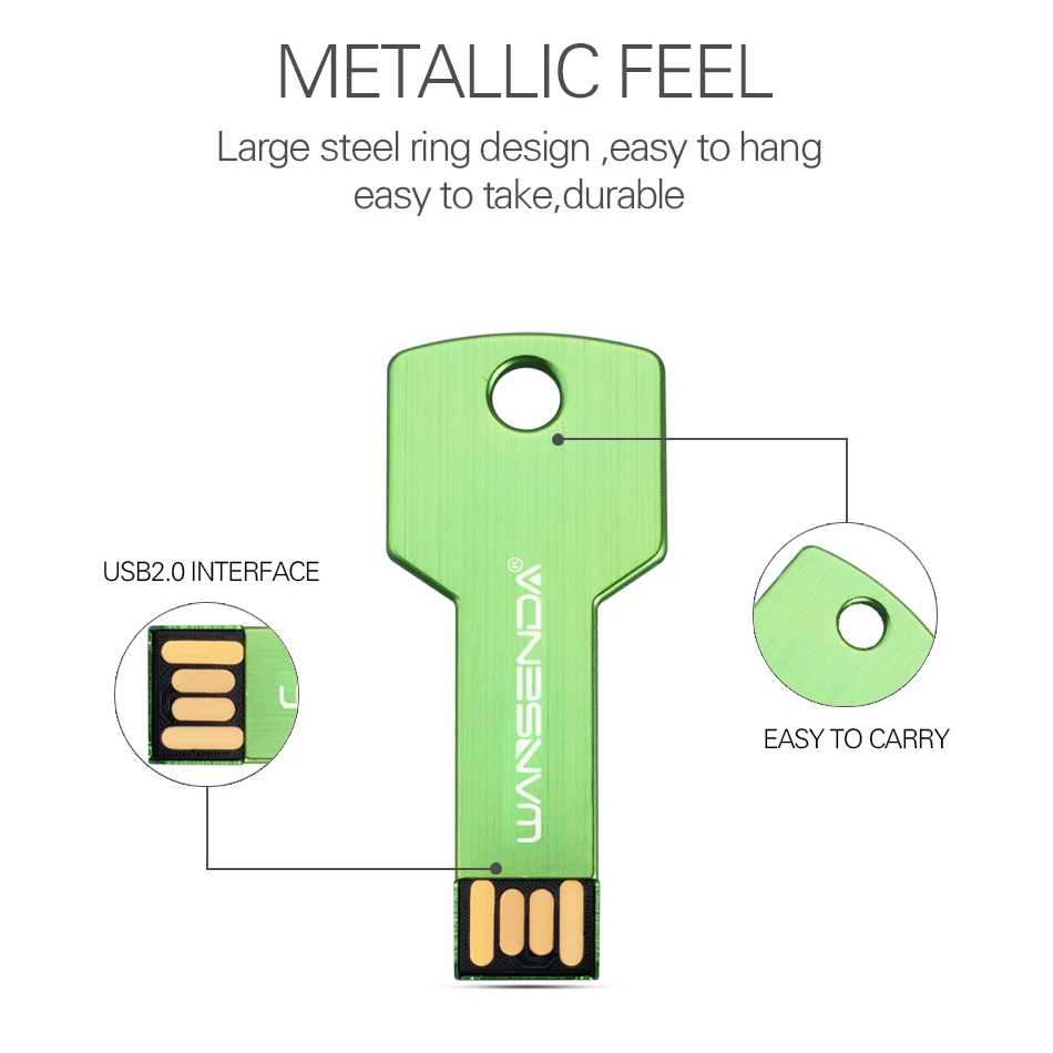 Wansenda металлический USB флеш накопитель 16 ГБ 32 64 128 ГБ|USB флэш-накопители| |