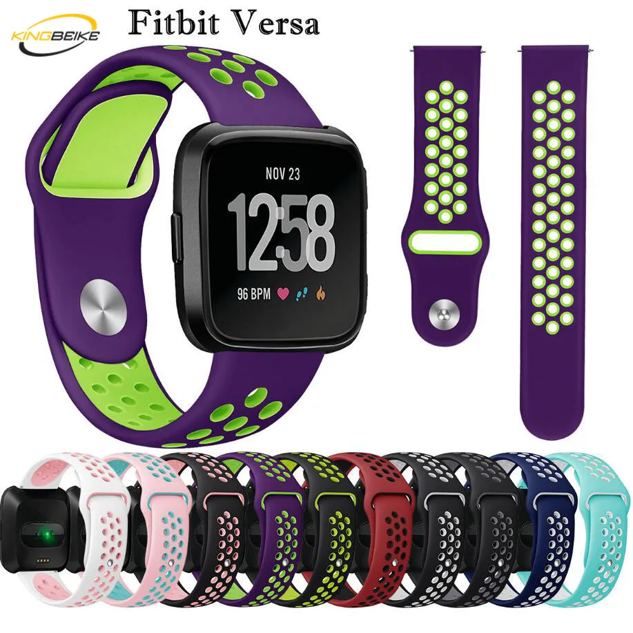 KINGBEIKE 10 цветов спортивный силиконовый ремешок для Fitbit Versa Сменные Ремешки