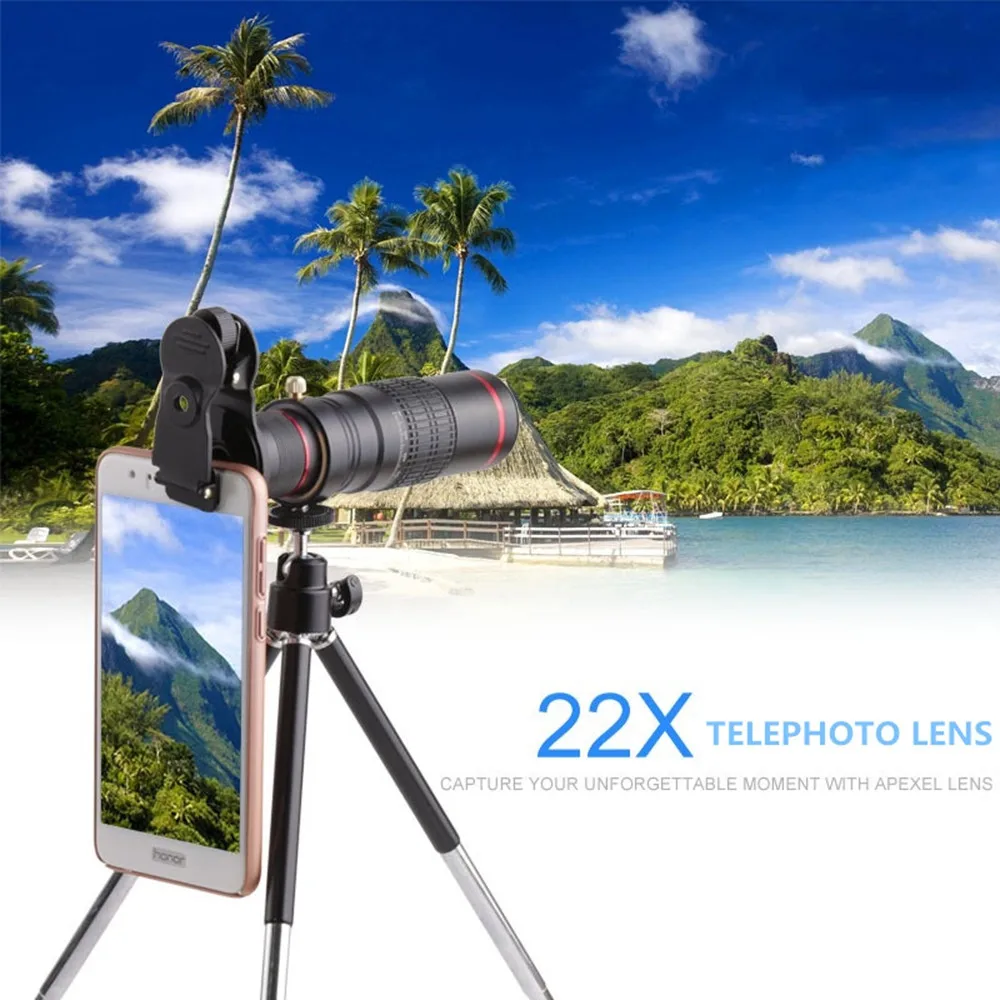 HD телескоп для мобильного телефона 4K 22x зум телеобъектив внешний смартфон