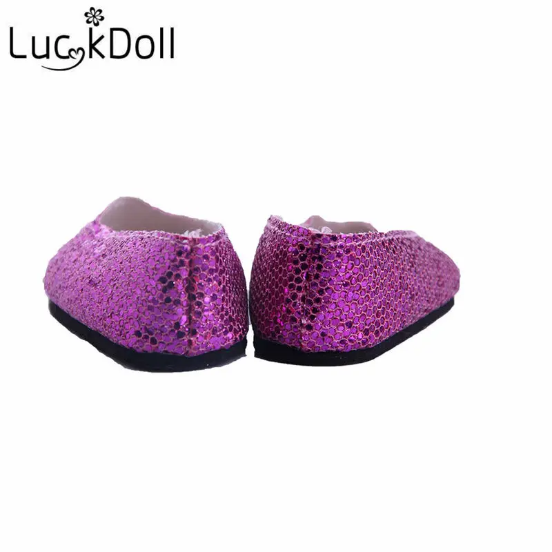 LUCKDOLL чистый цвет блестящая обувь подходит 18 дюймов американский и 43 см детская