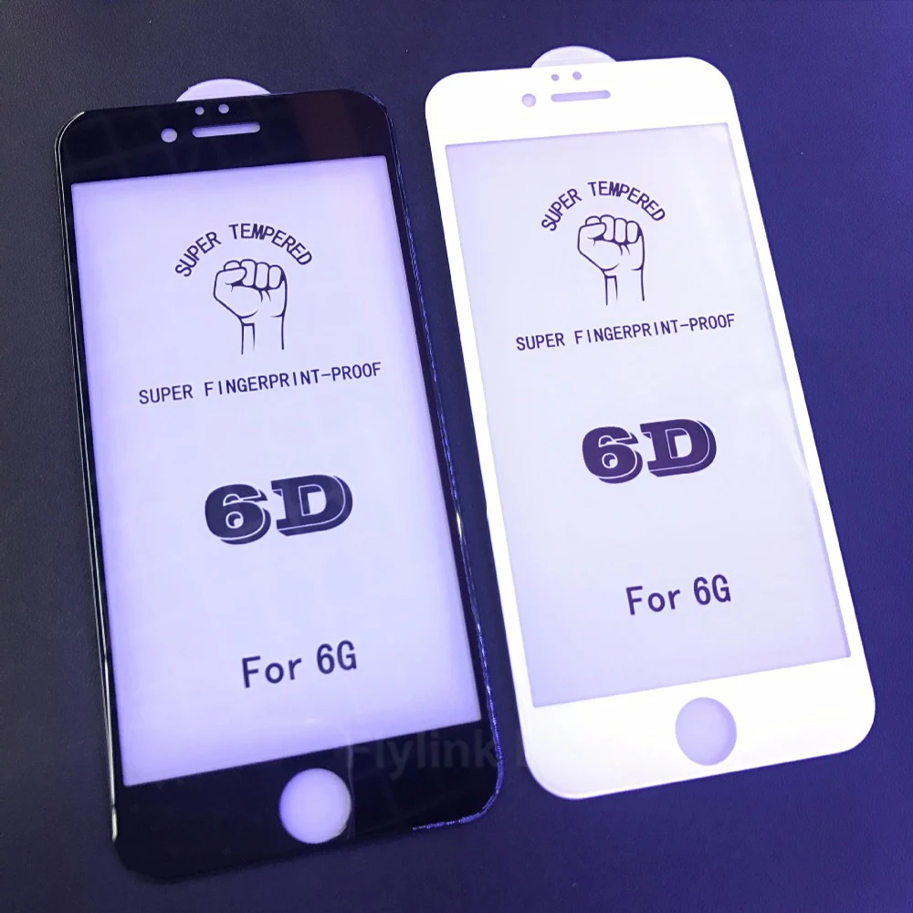 6D полное покрытие закаленное стекло для iPhone 6 7 8 защита экрана на 6s X Plus защитная