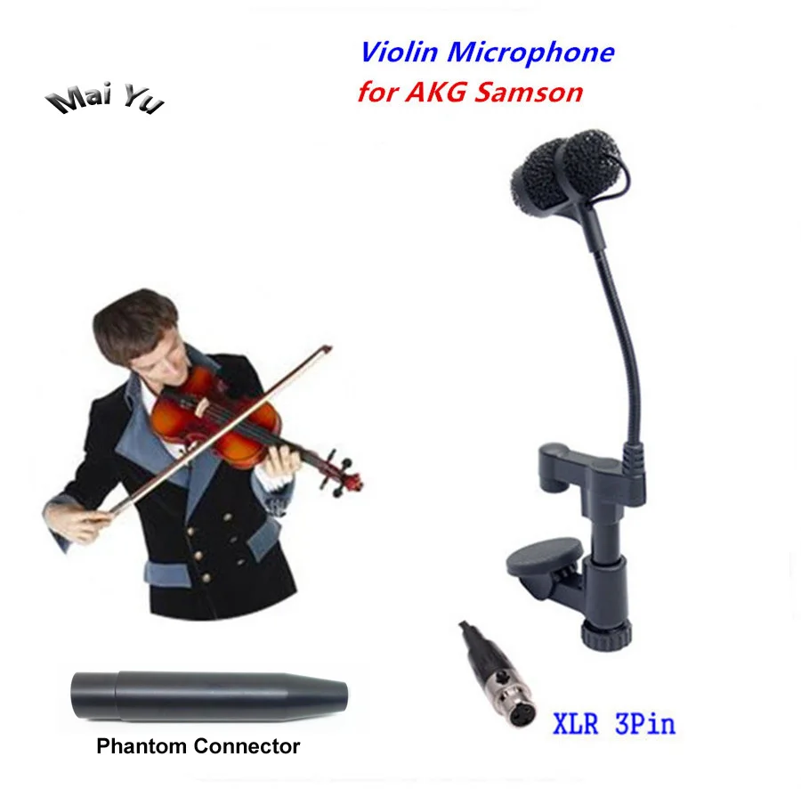 Профессиональный инструмент скрипка микрофон мандолин viola Mikrofone для AKG Samson Беспроводная система передатчик Mini XLR 3Pin - Цвет: phantom connector