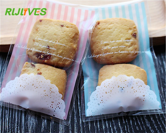 

100pcs 7x10cm OPP Cute Lace Baking Christmas Gift Packaging Bags Wedding Cookie Candy Plastic bag