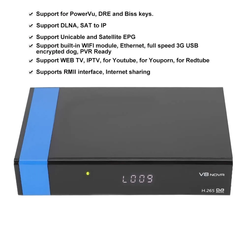 Freesat Gtmedia V8 Nova Blue DVB S2 ТВ спутниковый приемник декодер 1 год Европа clines cccam H.265 встроенный Wifi Full HD 1080p