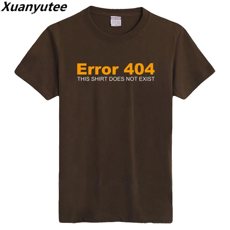 Мужская футболка с принтом Xuanyutee Geeky Fans Error 404 Модная хлопковая круглым вырезом и