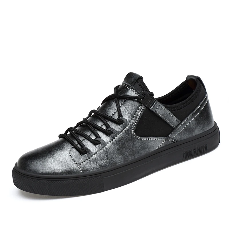 Men Genuine Leather Shoes Round Toe Retro Style Blue Grey Quality Upper Flat Breathable for Anti Skidding All Seasons | Обувь