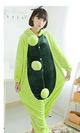 Милые зелённых Горохов в пижамы унисекс Пижама для взрослого модные с рисунками