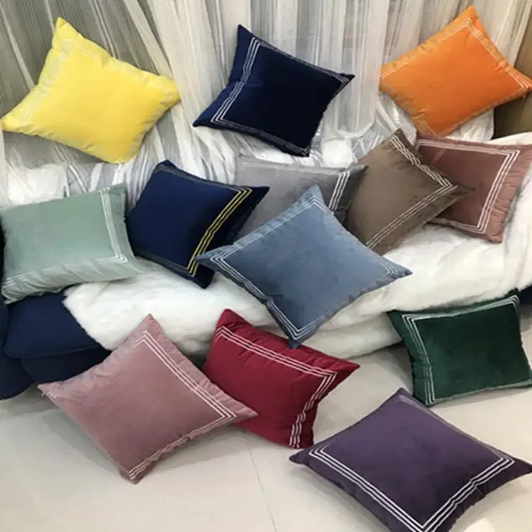 

Sofa back cover Dutch velvet embroidered square large pillowcase cojines decorativos para sofa pillow cover