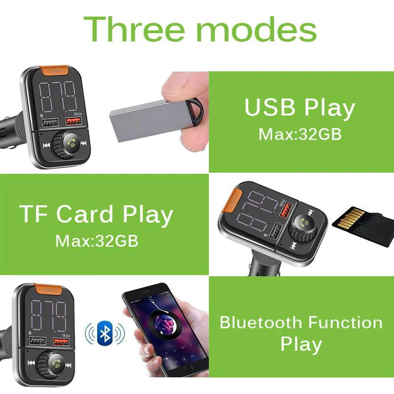 Bluetooth 5 0 Бас Звук FM передатчик для автомобиля беспроводной радио A2DP адаптер с