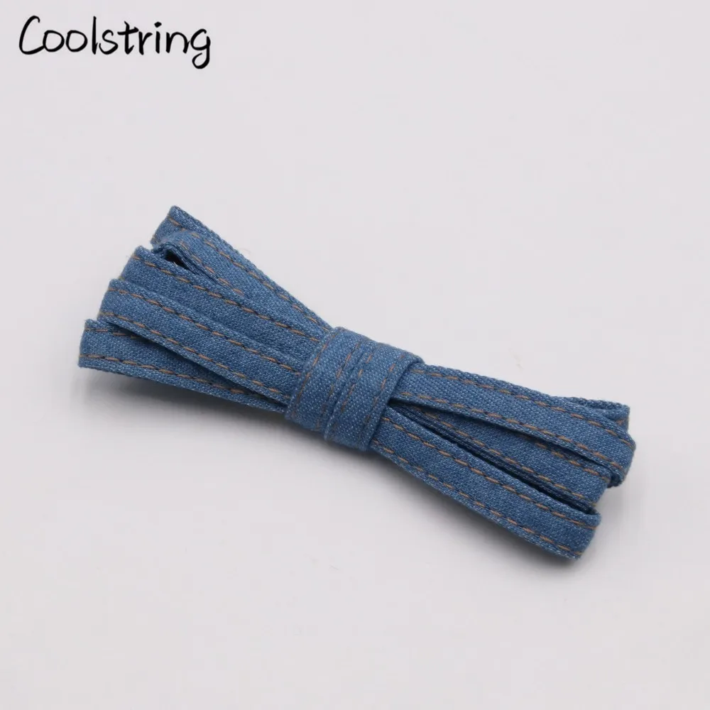 Coolstring 8 мм Премиум плоские джинсовые шнурки металлические Aglet классические шнурки подгонять ваши ноги синий черный шнурки для кроссовок