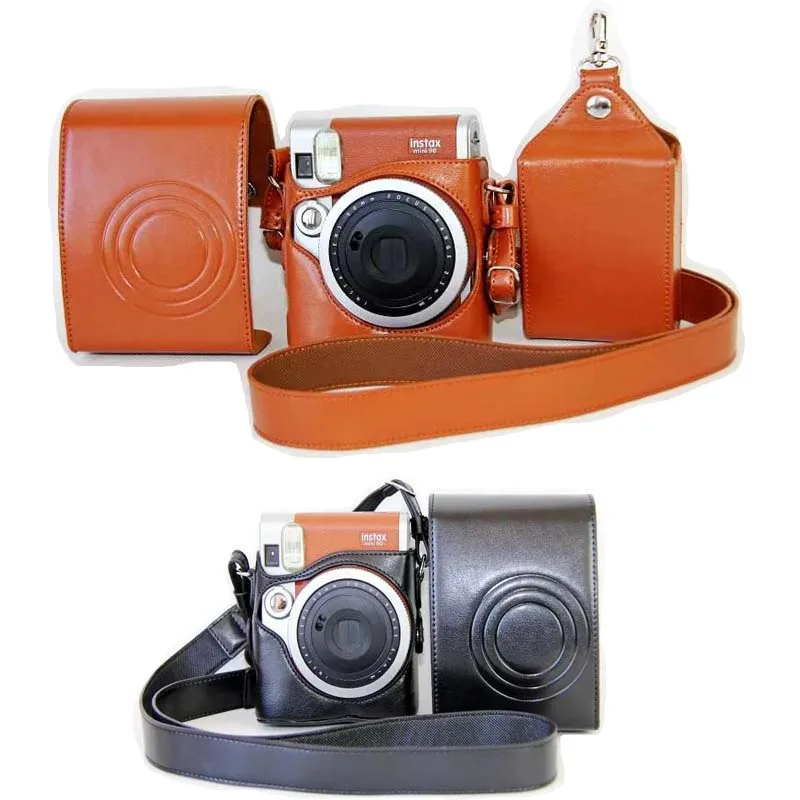 Черный/Коричневый чехол из искусственной кожи для Fuji Fujifilm Instax Mini 90 сумка цифровой