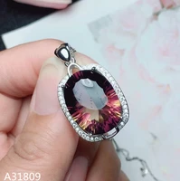 kjjeaxcmy boutique jewelry 925 pure silver inlaid natural purple crystal yellow pendant necklace