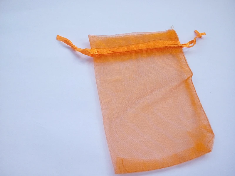 

100pcs 15*20 Orange gift bags for jewelry/wedding/christmas/birthday Organza Bags with handles Packaging Yarn bag