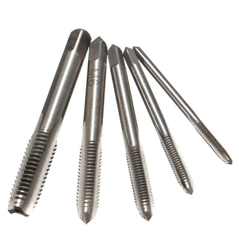 5 шт./компл. ручной кран M3/M4/M5/M6/M8 инструментов для нарезания наружной и внутренней резьбы машина спиральный узор прямо рифленый винт нитки Метрическая разъем ручные инструменты