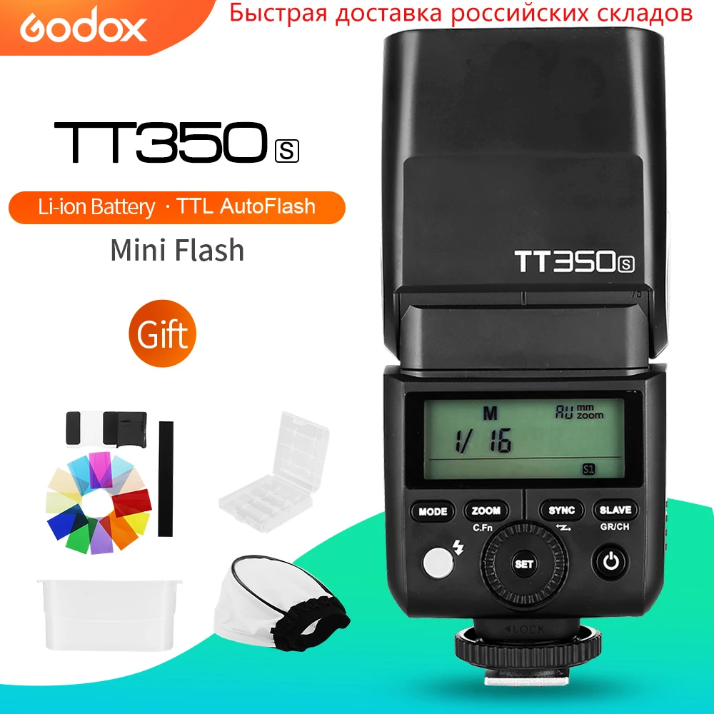 Вспышка для камеры Godox Mini Speedlite TT350S TTL HSS GN36 беззеркальной цифровой зеркальной Sony A7