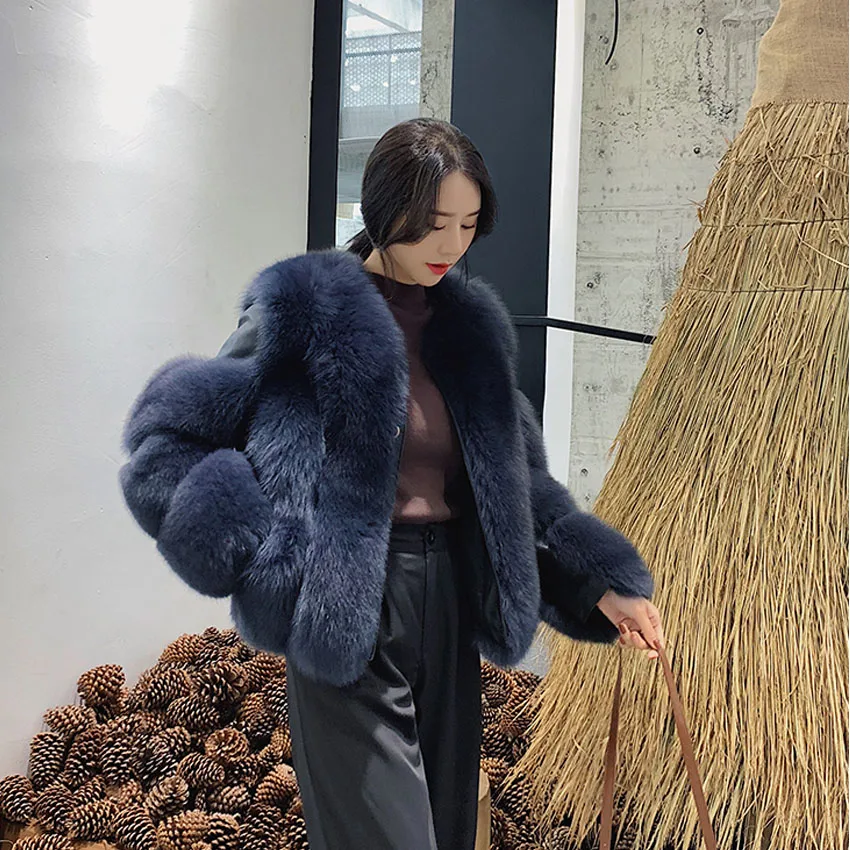 

Natural fox fur coat women whole skin real fox fur jacket 2019 autumn winter