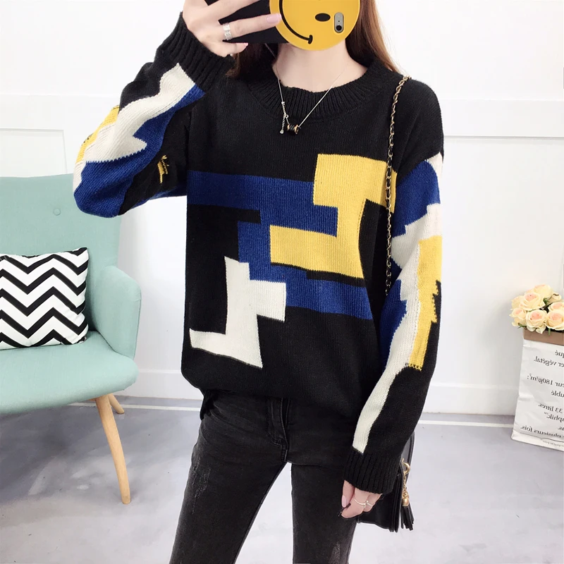 Autumn Winter Women Knitting Sweaters Pullovers Tops 2018 Female Casual Loose Long Sleeve Knitted Sweater Jumper Sweter | Женская одежда