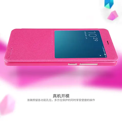 red Для Xiaomi Redmi note 4 чехол Nillkin, блестящий кожаный чехол с окошком, с Умной функцией сна, для note 4, 5,5 дюйма - Цвет: red