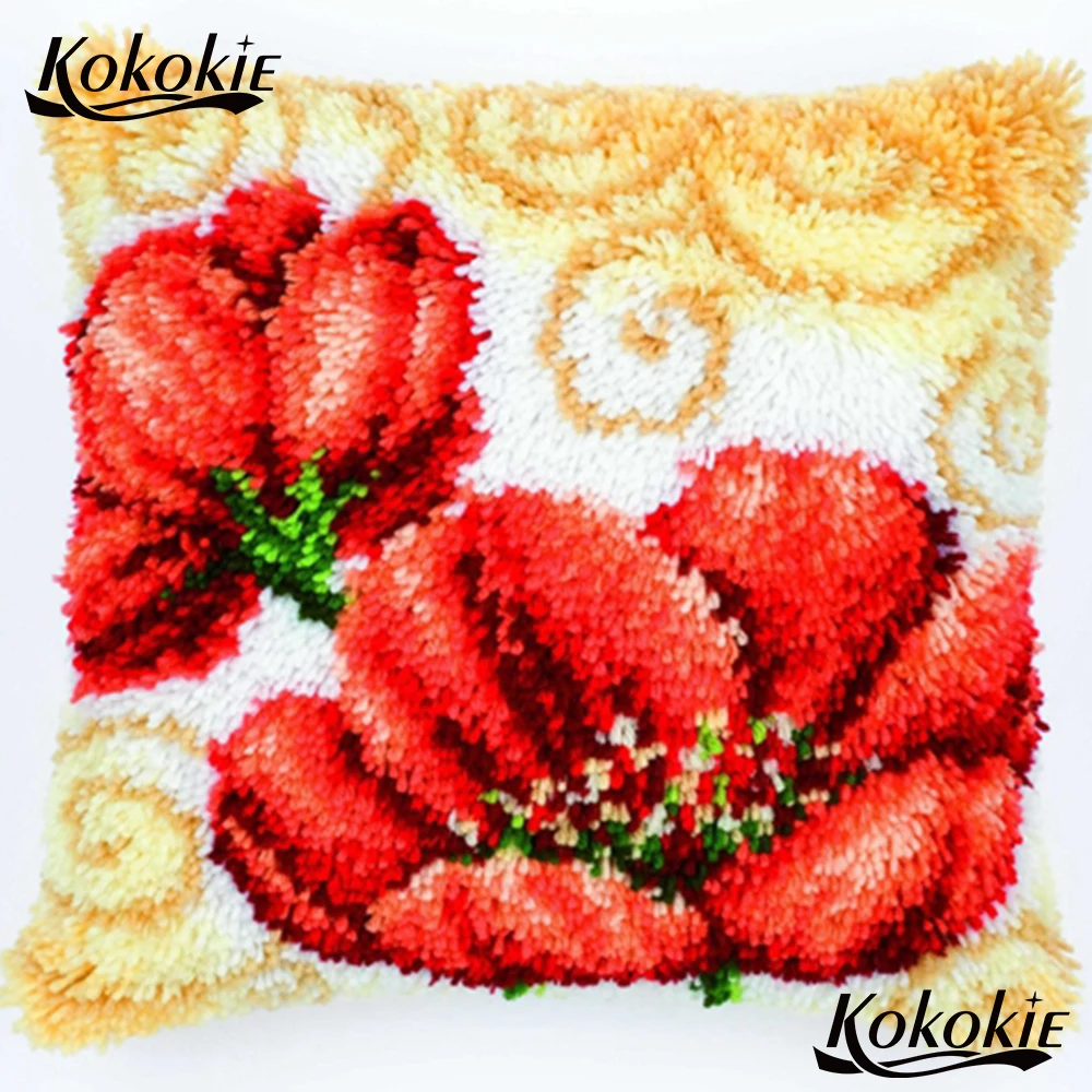 

Cross stitch kits embroidery needlework set Crocheting Rug Yarn Patchwork Pillowcase latch hook pillow diy rug flowers carpet