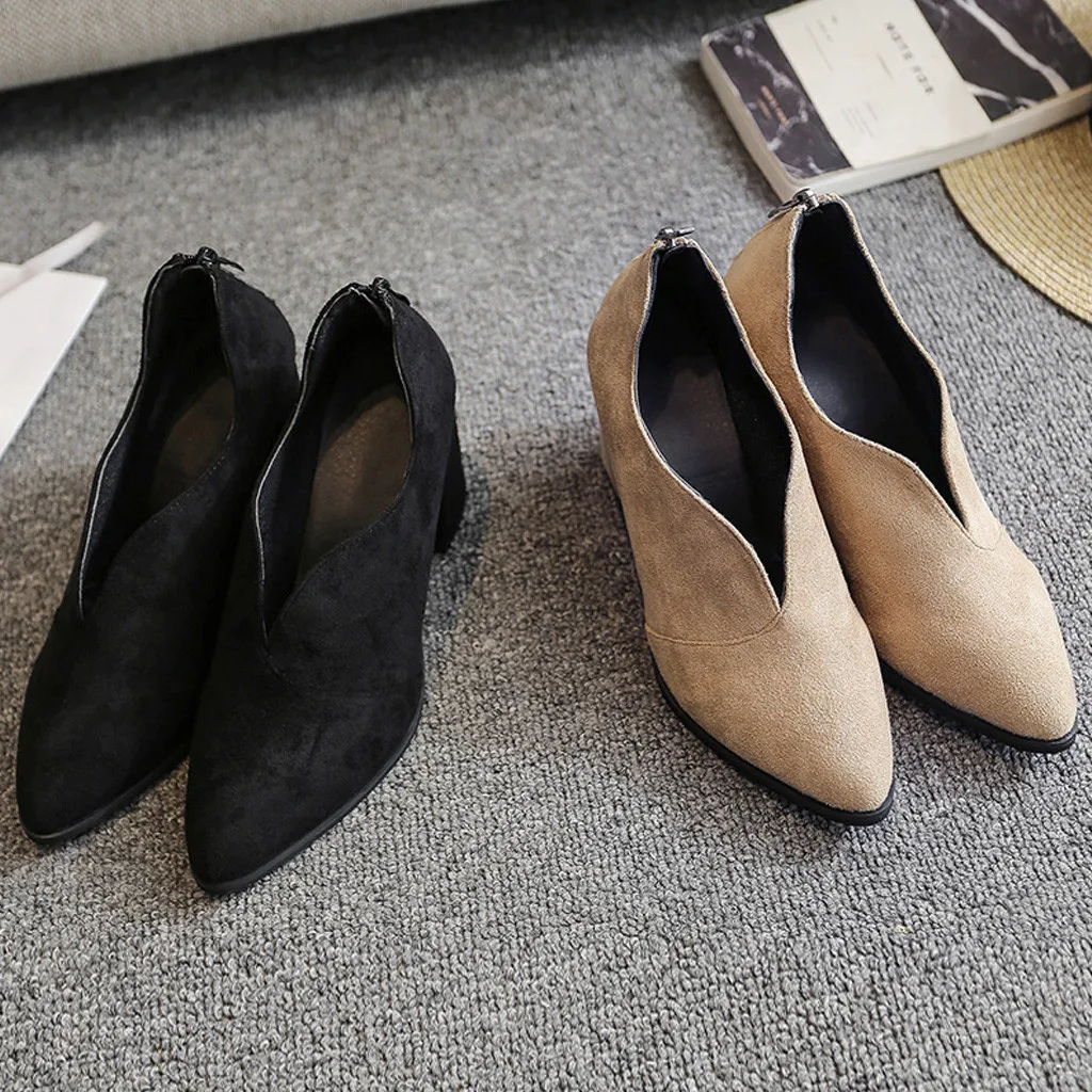 YOUYEDIAN/Женские повседневные тонкие туфли на молнии сзади; scarpe donna elegante; модные женские туфли с острым носком на высоком каблуке;# g2