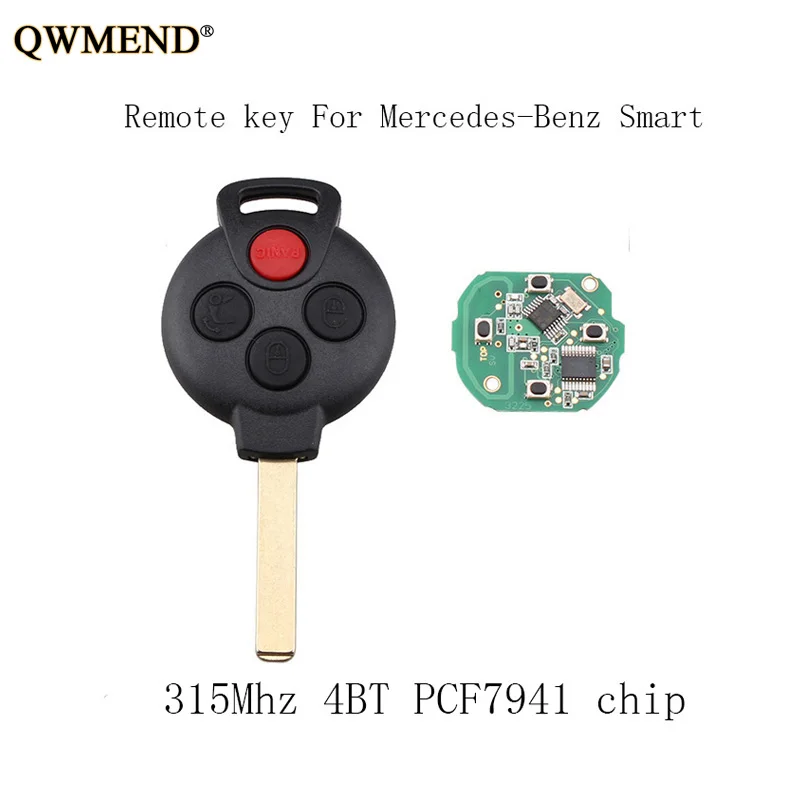 Дистанционный ключ QWMEND 3 + 1 кнопки 315 МГц для Mercedes benz Smart Fortwo 2008 2009 2010 2011 2012 2013 2014 2015