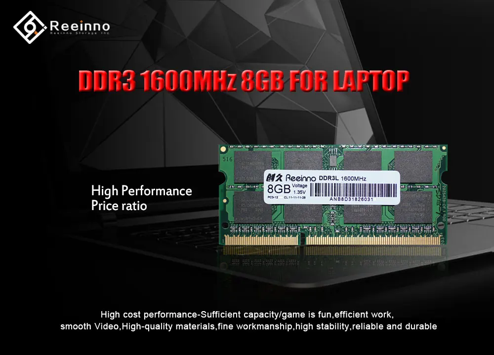 Reeinno ram ddr3 8GB 1600MHz 1 35 V NON ECC 12800 МБ/с. S 204pin пожизненная гарантия Одиночная Память