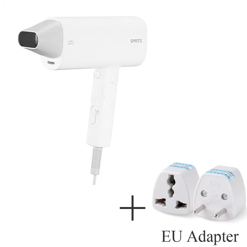 Add EU Adapter Фен для волос Xiao mi jia Smate, горячий и холодный, 220 В, 1600 Вт, 2 скорости, температура mi, фен для путешествий, дома - Цвет: Add EU Adapter