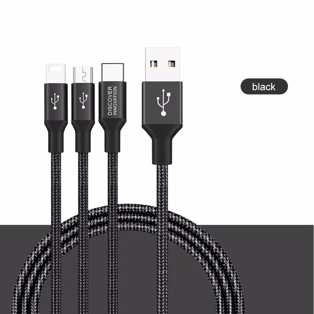 NILLKIN Swift 3 в 1 кабель 5 В 3 а кабель для быстрой зарядки с 3 разъемами для зарядки вместе для iphone lighting+ type C+ Micro USB