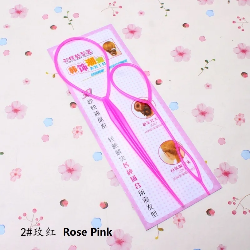 Rose Pink 2PCS/Set Hair Styling Braid Maker Tools Hair Accessories Style Design Pin Disk For Women Girls Kids DIY Pull Pin Nice Hair Style - Цвет: Rose Pink