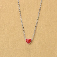 female silver color red enamel lovely heart pendant necklaces for women fashion jewelry gifts