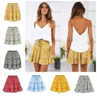 2020 hot floral short skirt with ruffles and high waist a floral skirt womens beach skirt size s 2xl