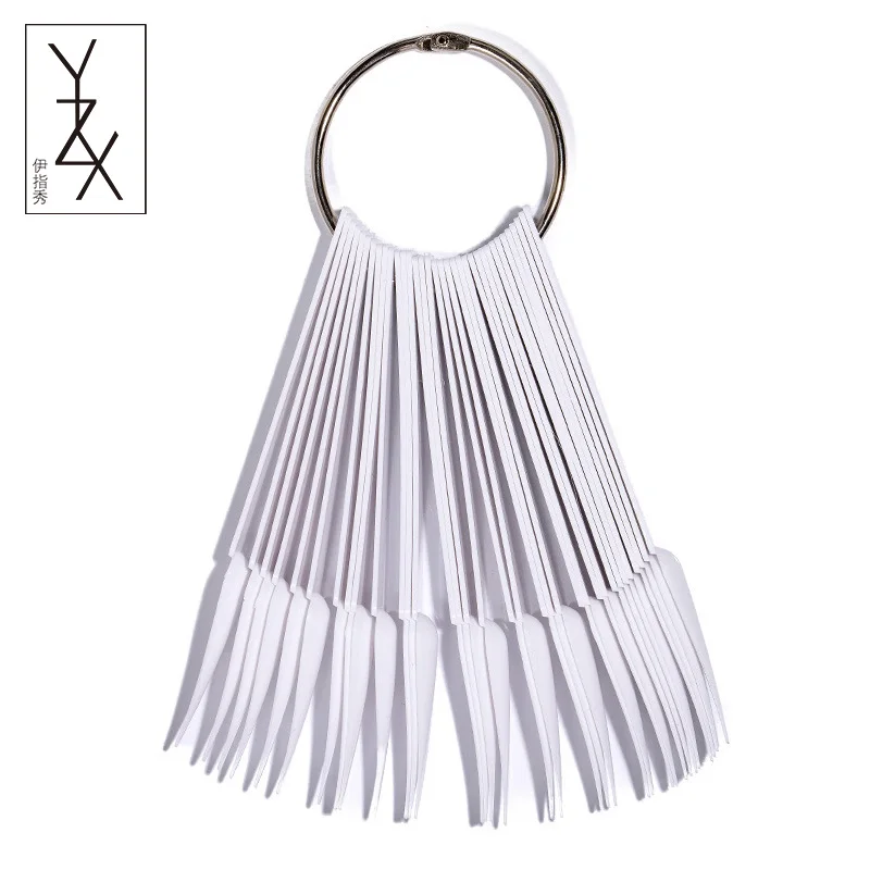 White YZX Новое поступление 40 шт./упак. акриловые накладные ногти Советы вентилятор длинный острый палец полная карта 4 цвета показ практики дисплей УФ гель Инструмент - Цвет: White