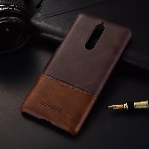 Чехол для Nokia 8 KEZiHOME, роскошный хит цвета, натуральная кожа, твердая задняя крышка, Капа для Nokia 8 5,3 '', чехол для телефона s - Цвет: gray purple
