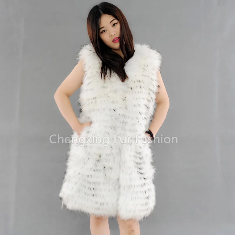 Cx-g-b-178a натуральный Цвет 2016 Новинка Длинный жилет из натуральной енота Мех